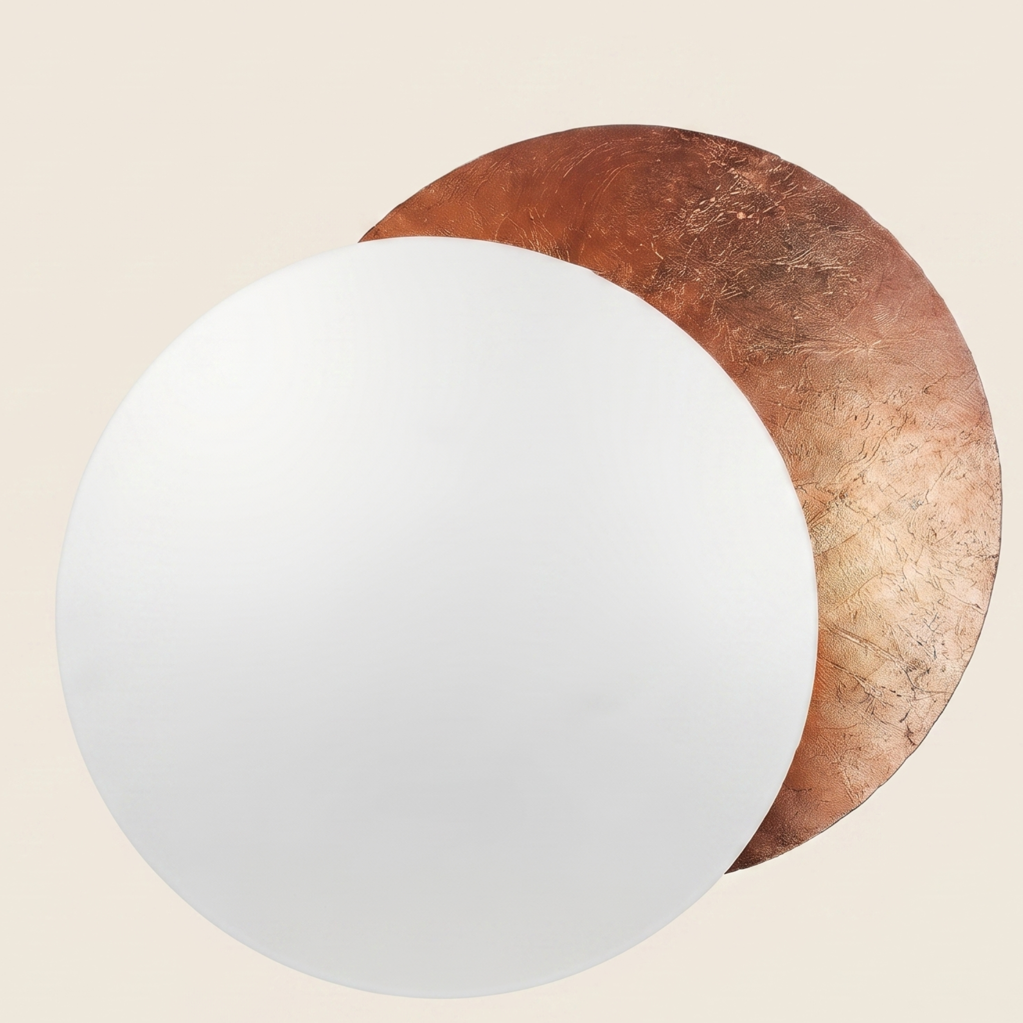 Copper Halo LED Wall Light - Round Eclipse Design - White Copper