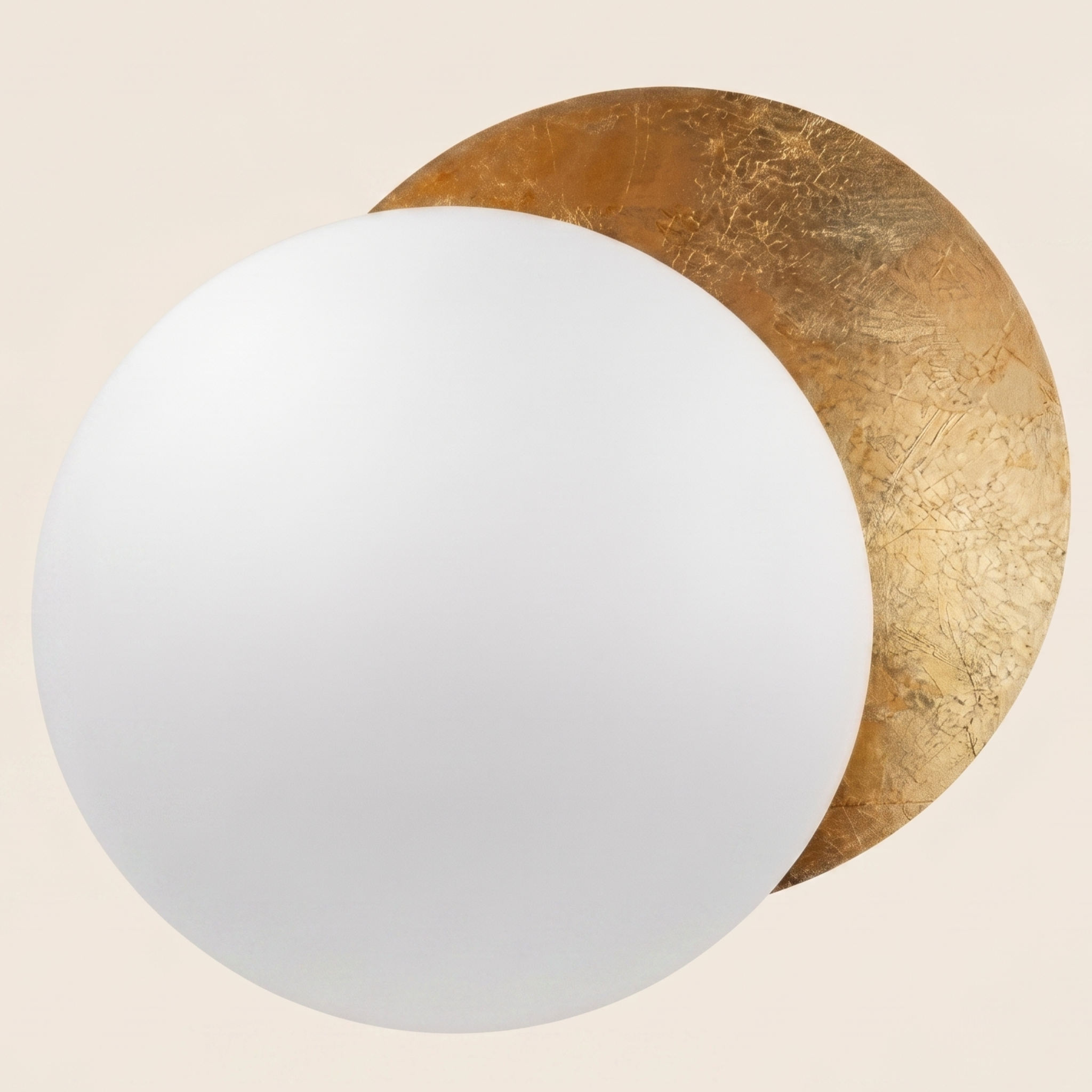 Copper Halo LED Wall Light - Round Eclipse Design - White Gold