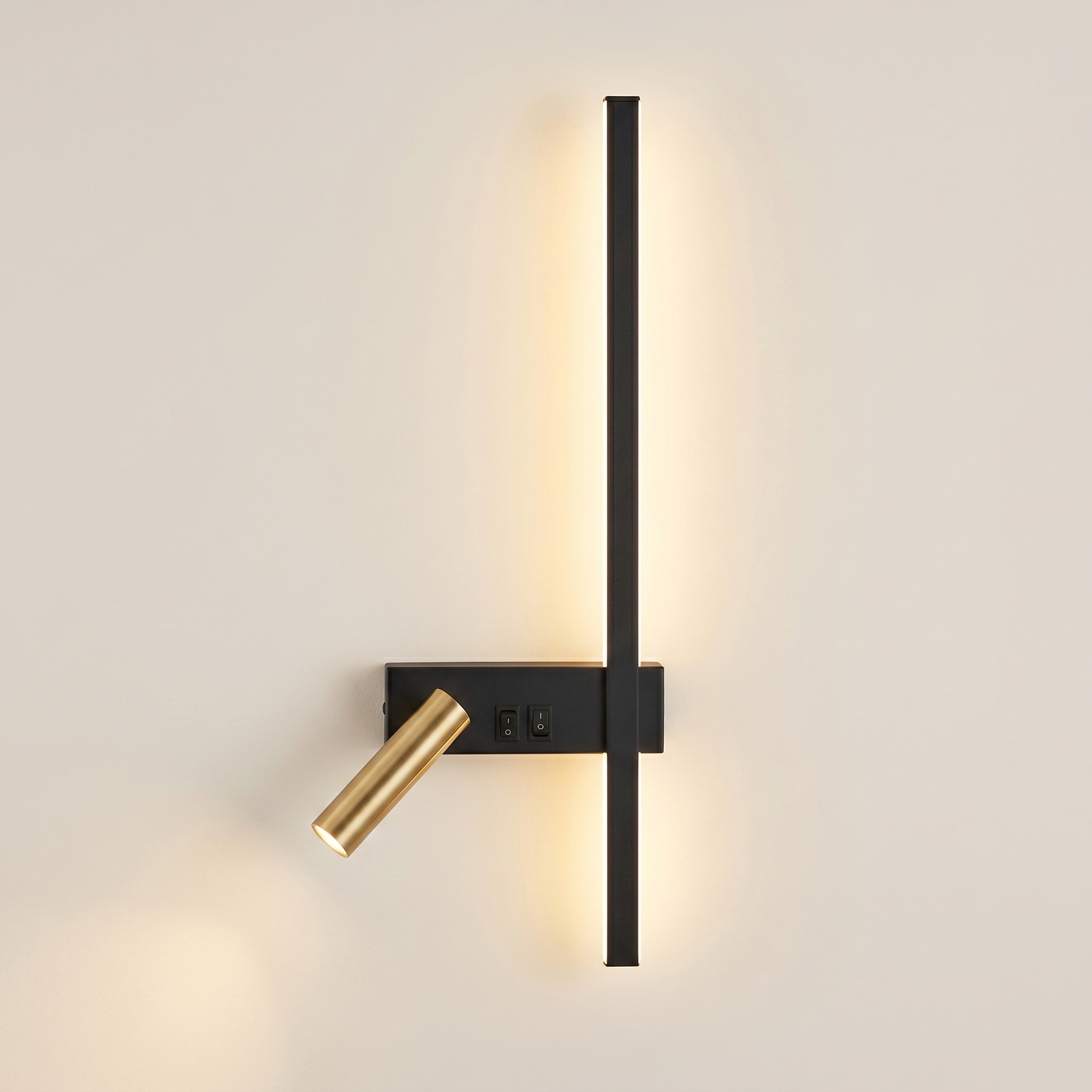 Nordic Bar & Spotlight Wall Light - Adjustable LED - Black/Gold, Right