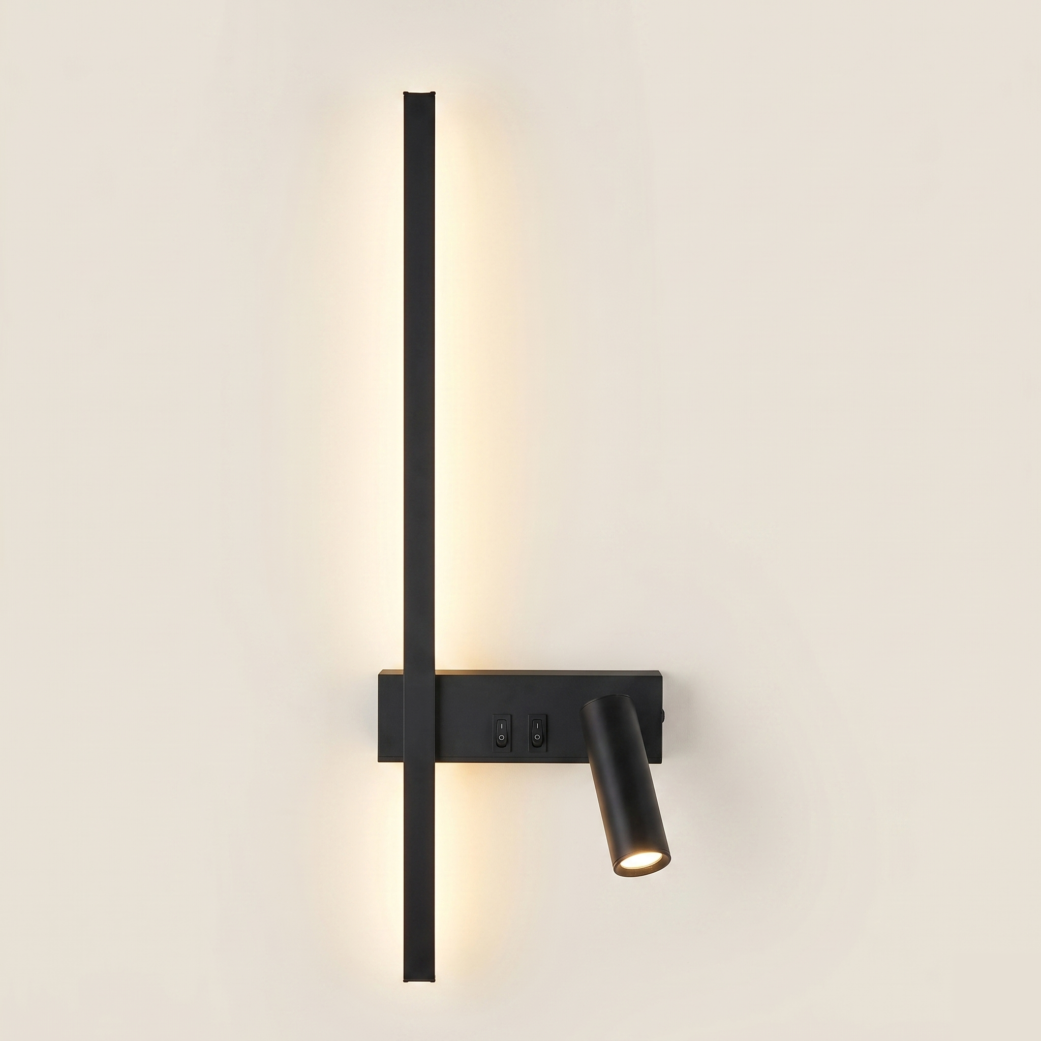 Nordic Bar & Spotlight Wall Light - Adjustable LED - Black, Left