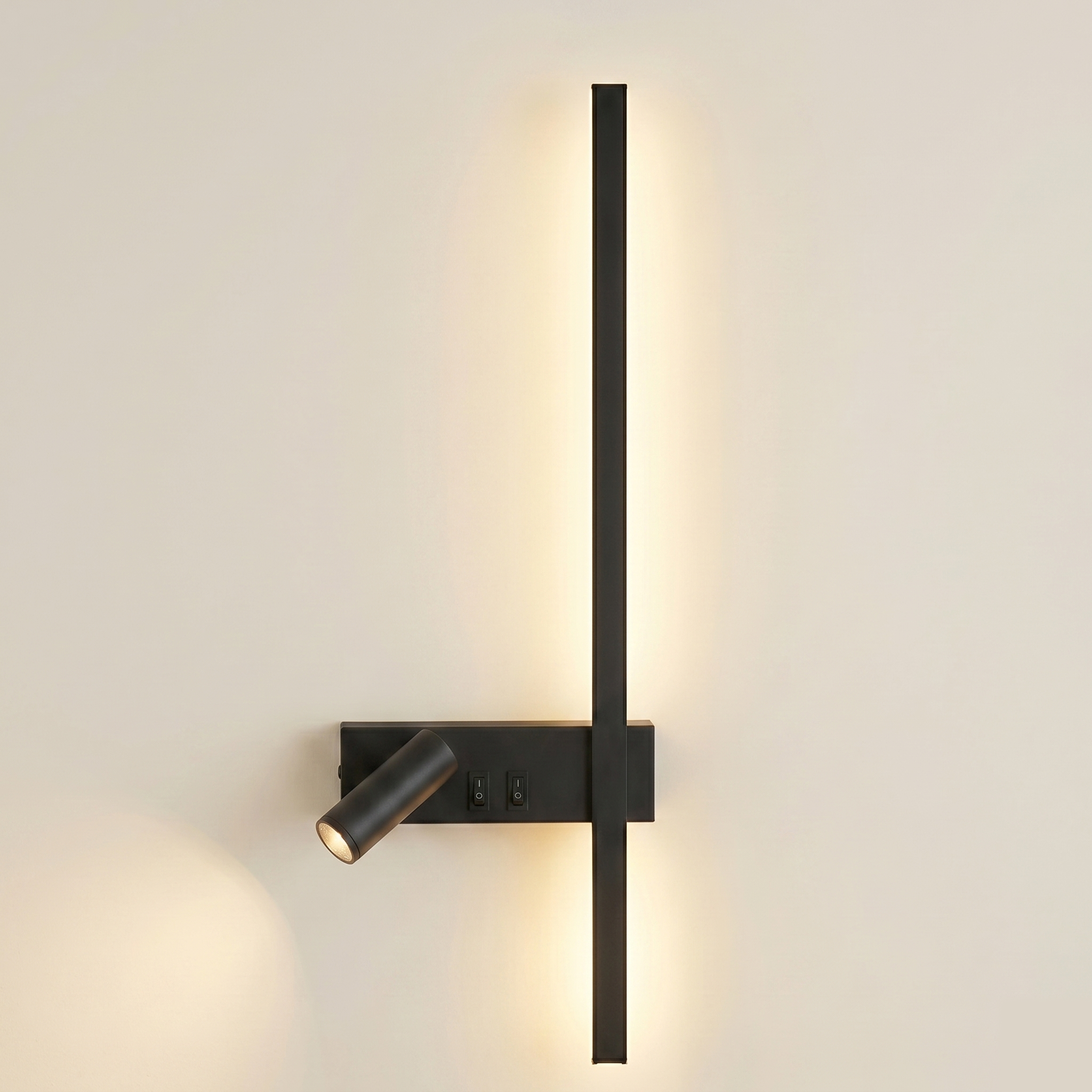 Nordic Bar & Spotlight Wall Light - Adjustable LED - Black, Right