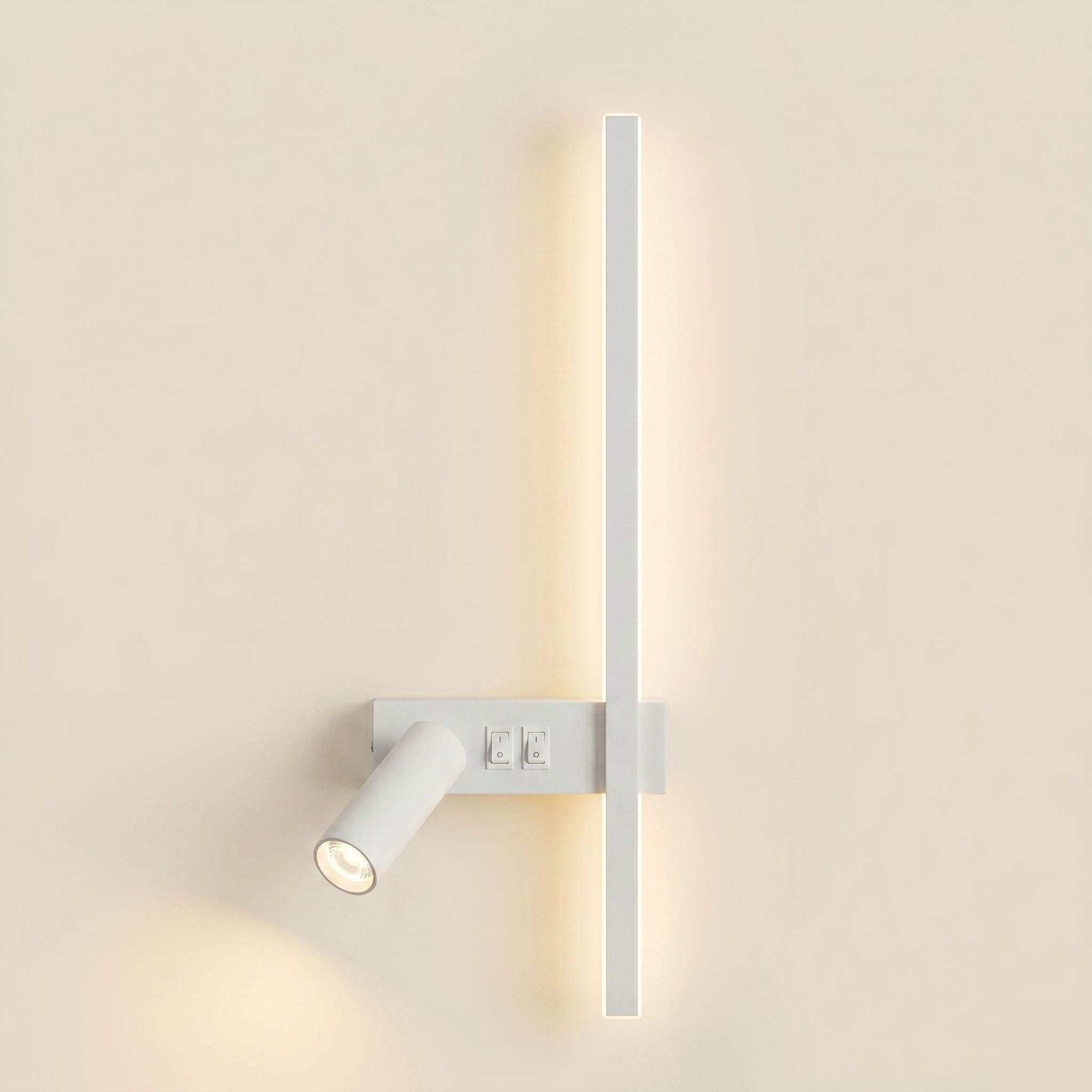 Nordic Bar & Spotlight Wall Light - Adjustable LED - White, Right
