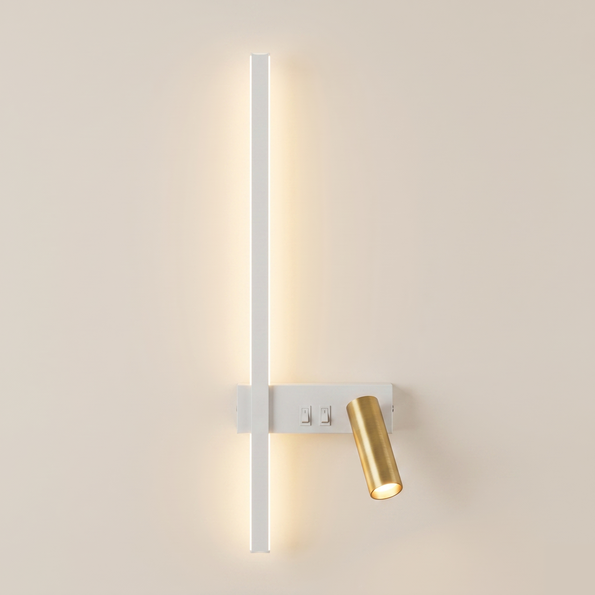 Nordic Bar & Spotlight Wall Light - Adjustable LED - White/Gold, Left
