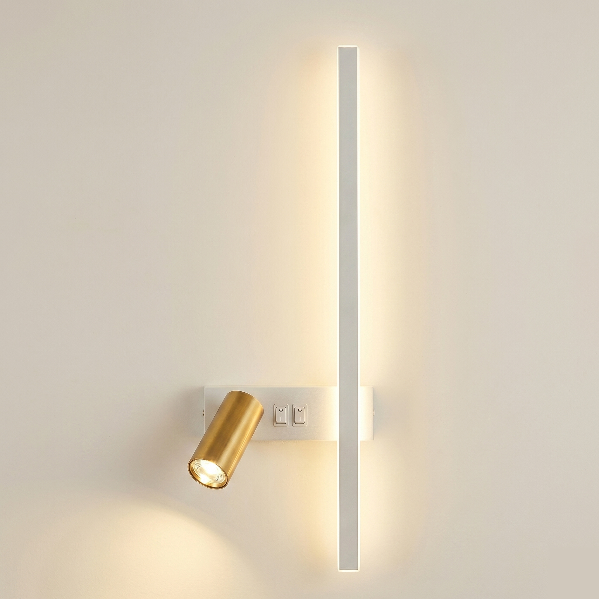Nordic Bar & Spotlight Wall Light - Adjustable LED - White/Gold, Right