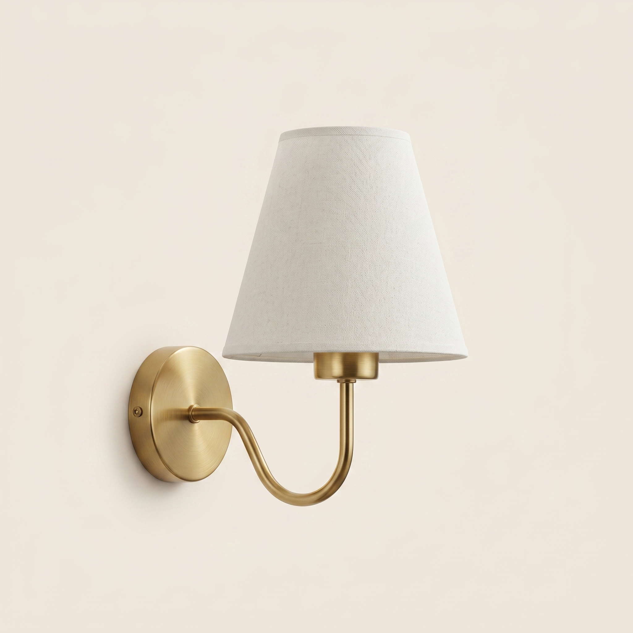 Retro Fabric Wall Light - Metal & Fabric Shade - 1 Piece, Gold