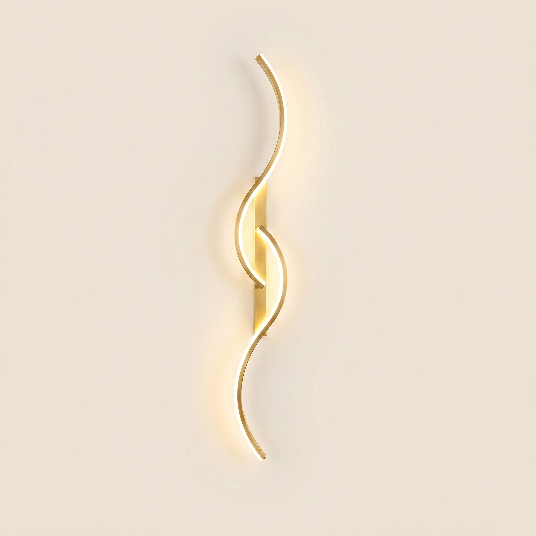 Long LED Wall Light with Remote Dimmer - Aluminium - Shape C, Gold, 80 cm