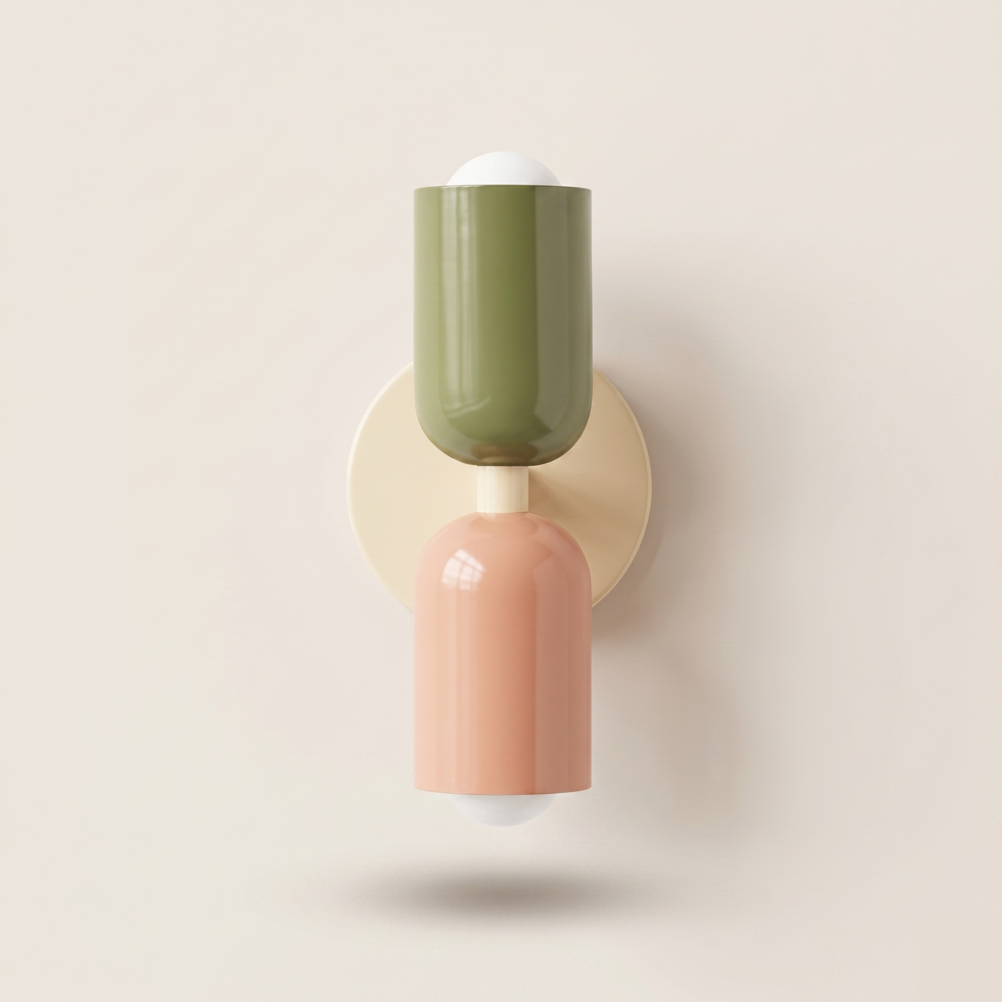 Multicolour Metal Disc Wall Light - LED Kids Room - White/Green/Pink