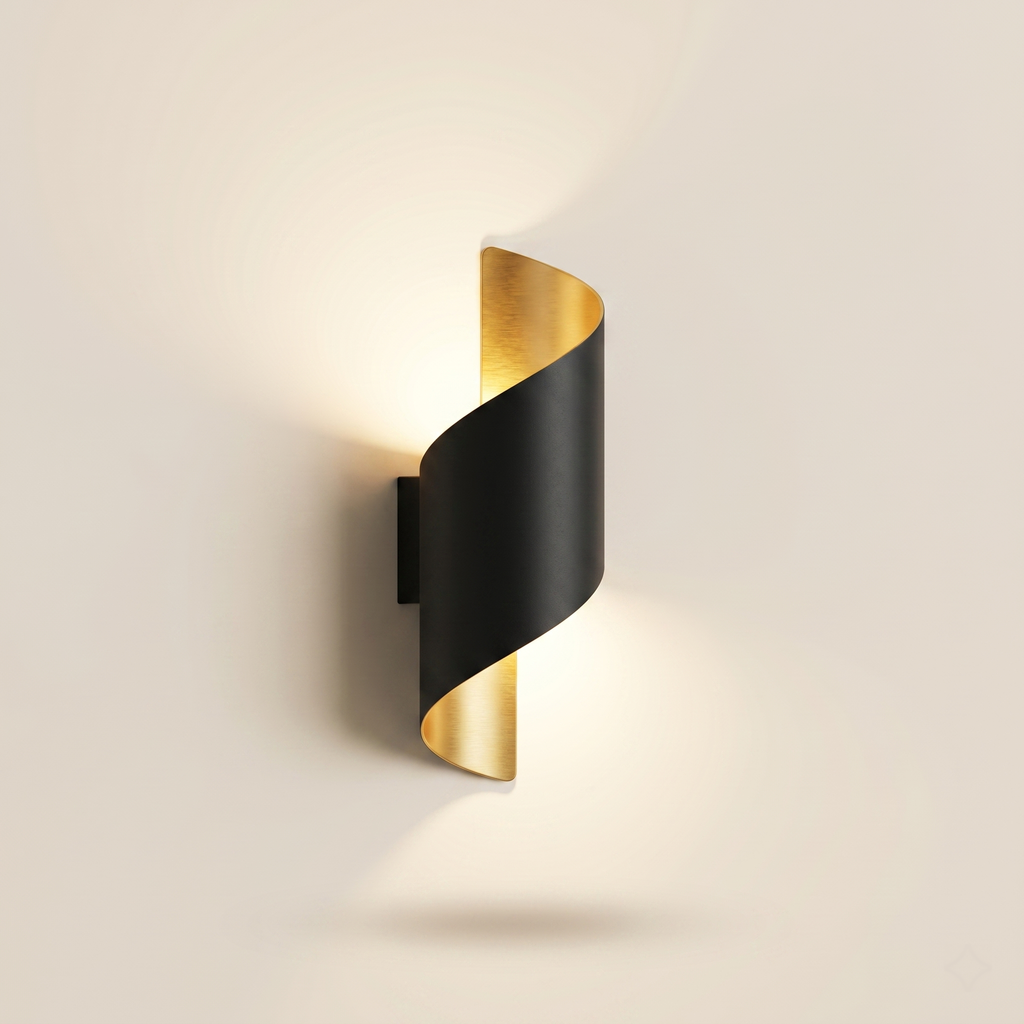 Spiral LED Outdoor Wall Light IP65 - Aluminium - Black/Gold, Small