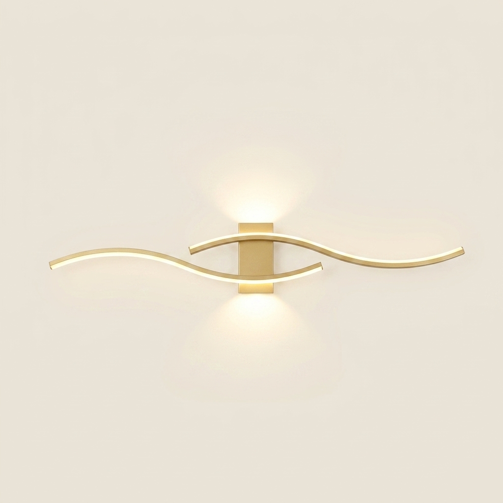 Long LED Wall Light with Remote Dimmer - Aluminium - Shape A, Gold, 80 cm