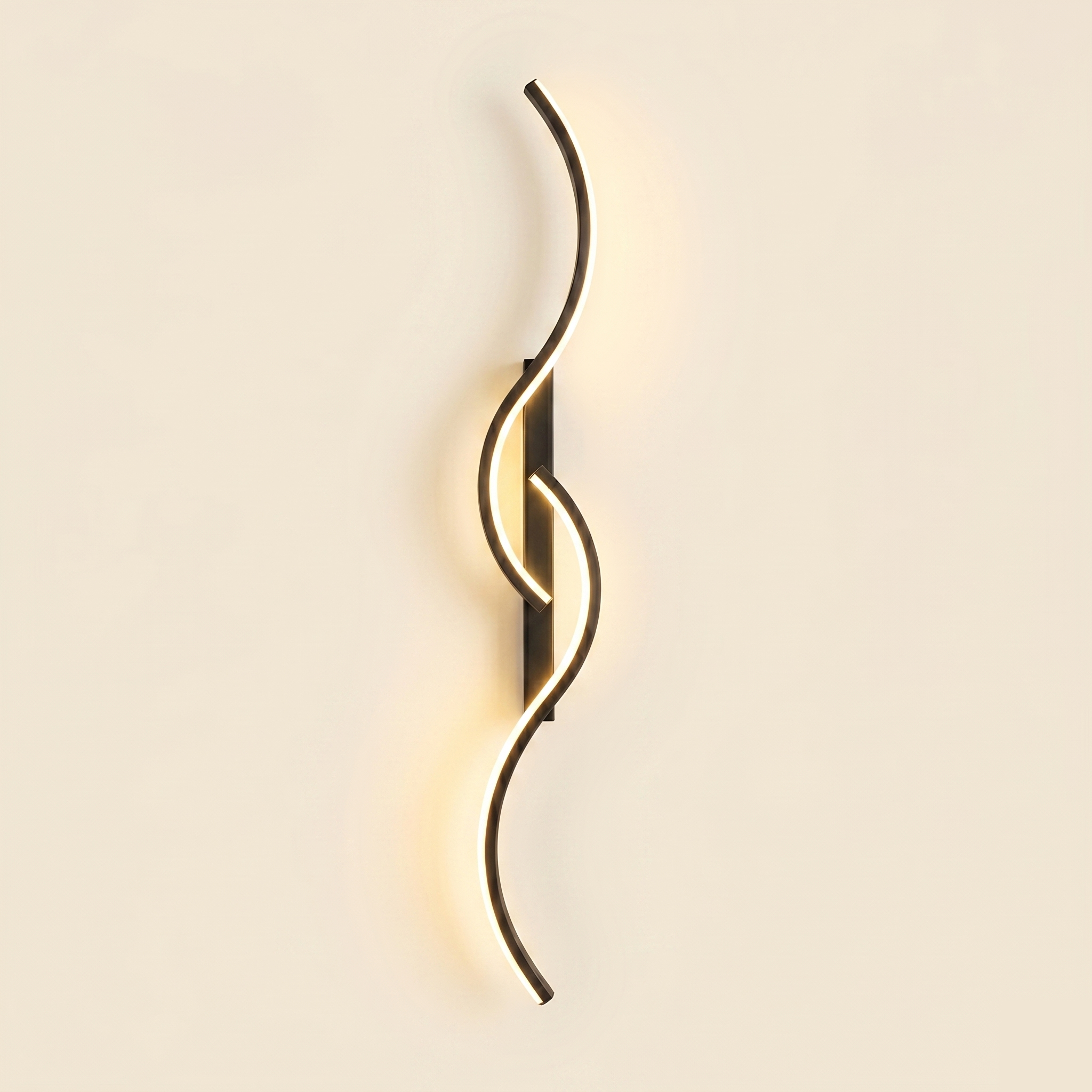 Long LED Wall Light with Remote Dimmer - Aluminium - Shape C, Black, 80 cm