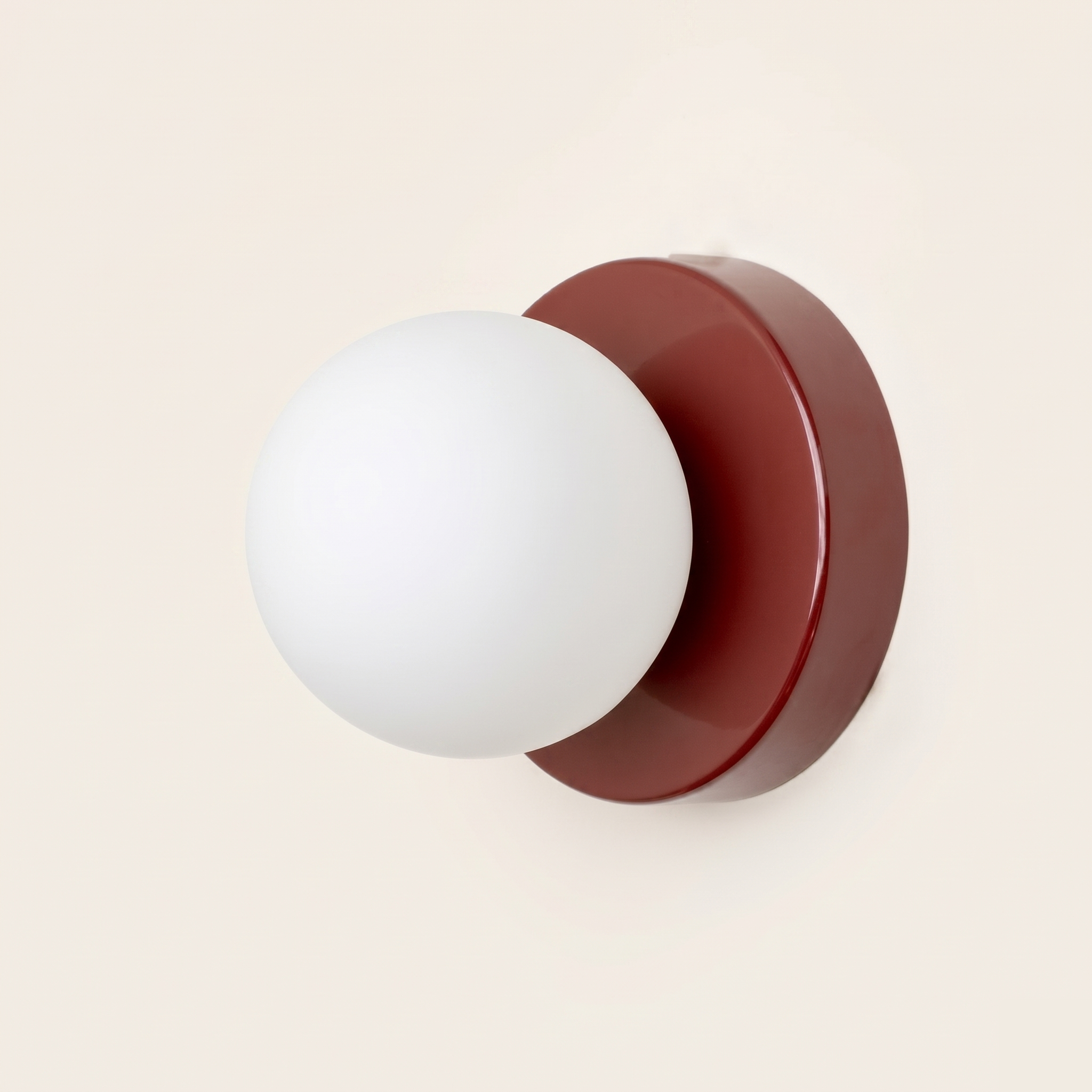 Mini Opal Glass Wall Light - Modern Metal Rosette - Red