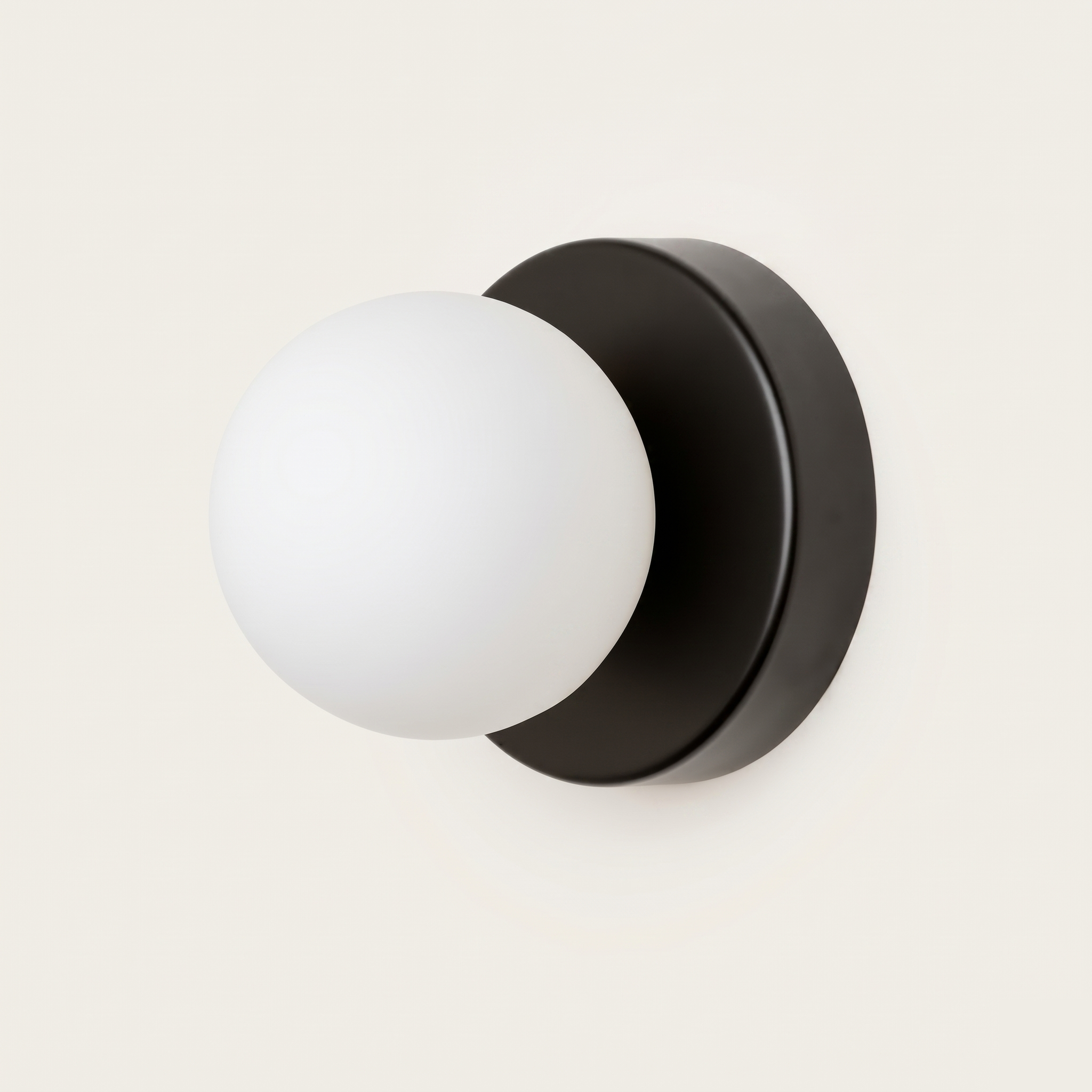 Mini Opal Glass Wall Light - Modern Metal Rosette - Black