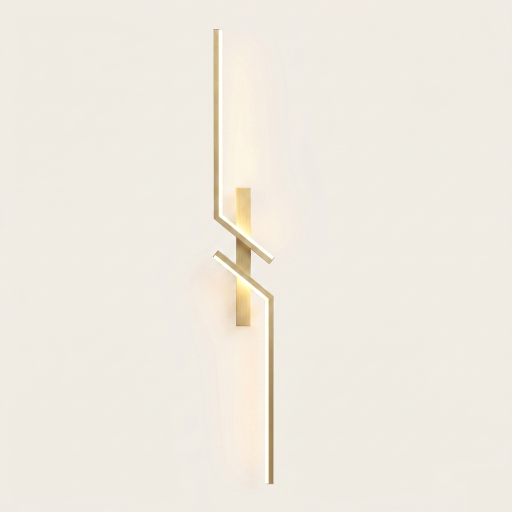 Long LED Wall Light with Remote Dimmer - Aluminium - Shape B, Gold, 80 cm