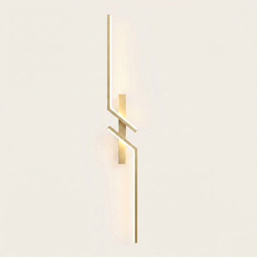Long LED Wall Light with Remote Dimmer - Aluminium - Shape B, Gold, 80 cm