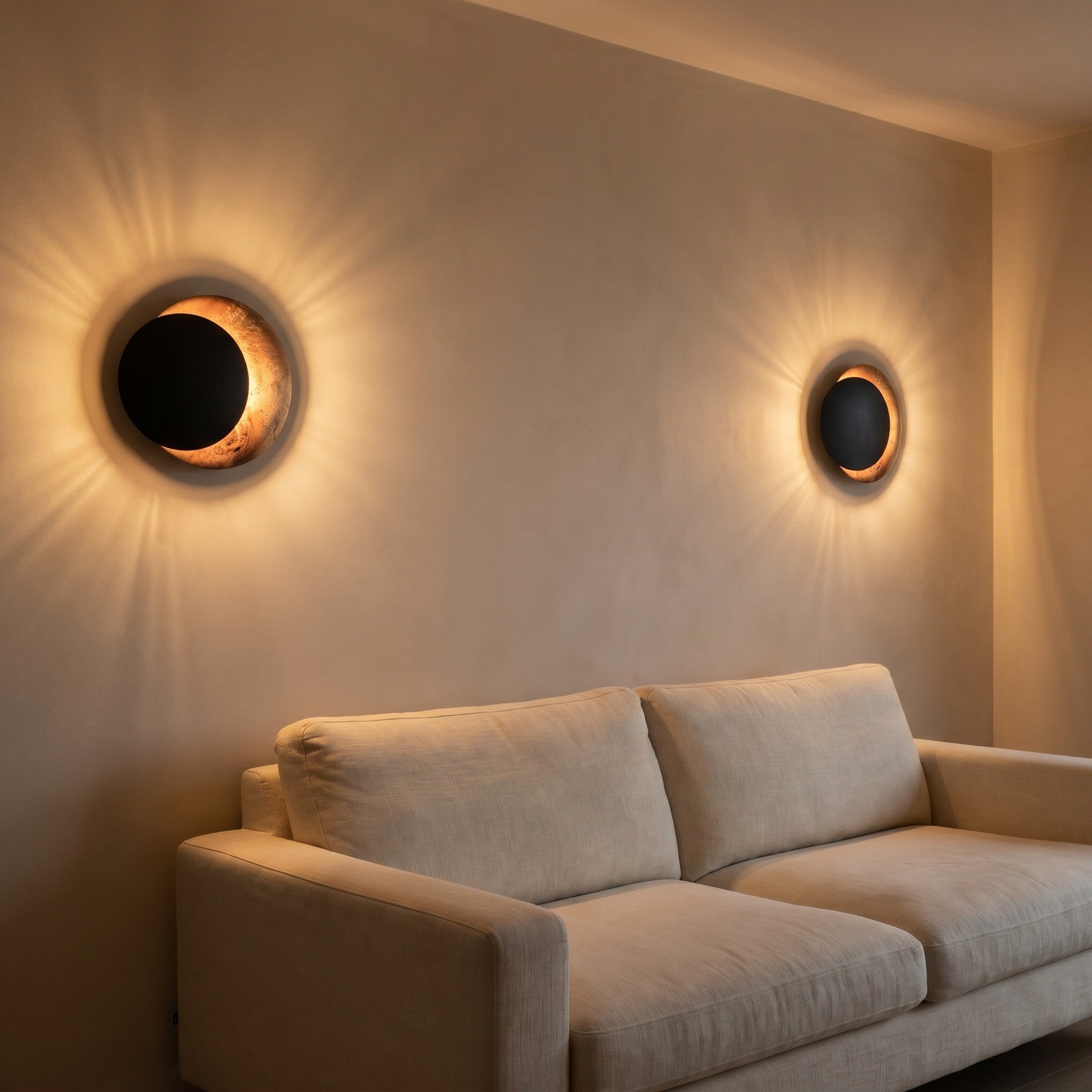 Copper Halo LED Wall Light - Round Eclipse Design - product photo