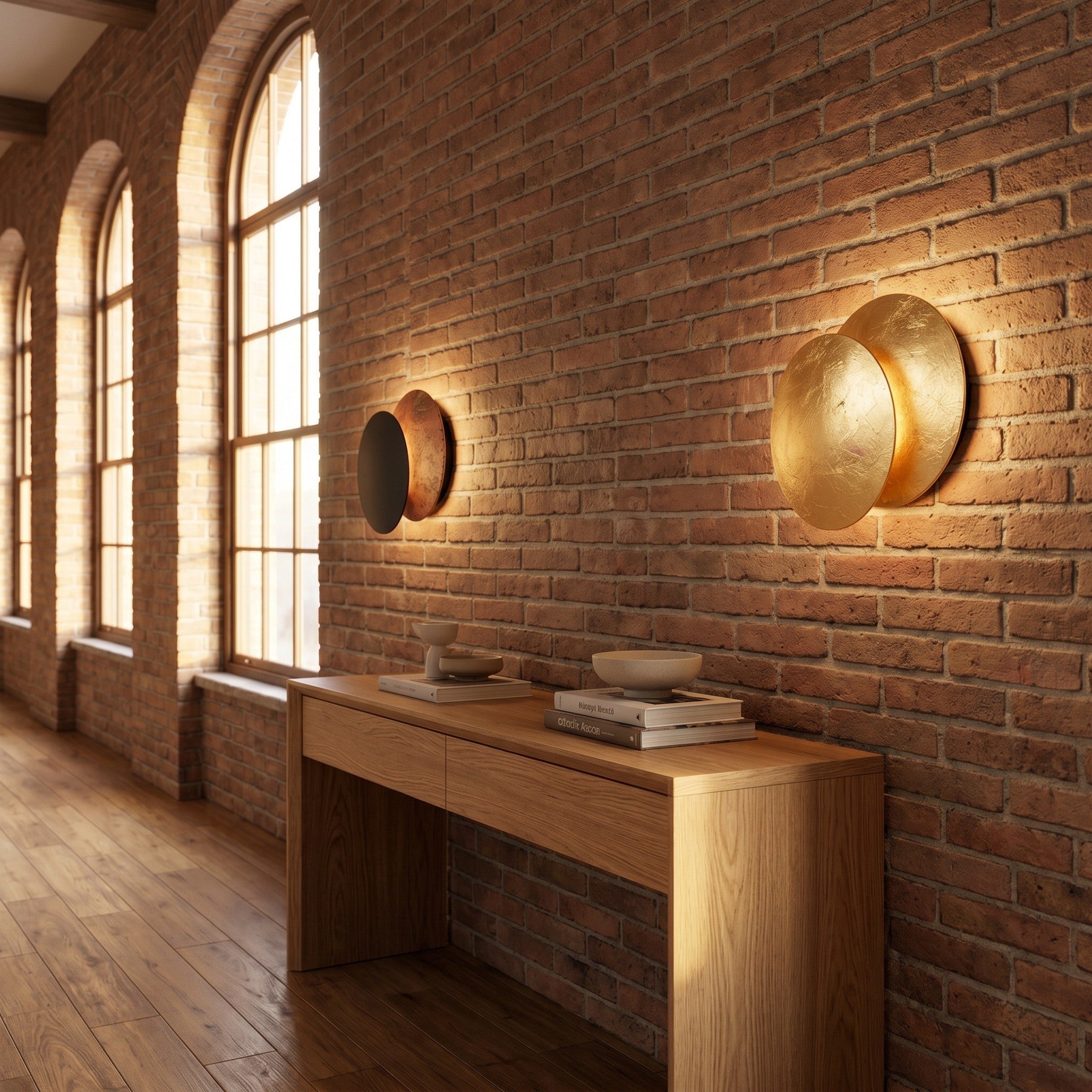 Copper Halo LED Wall Light - Round Eclipse Design - product photo