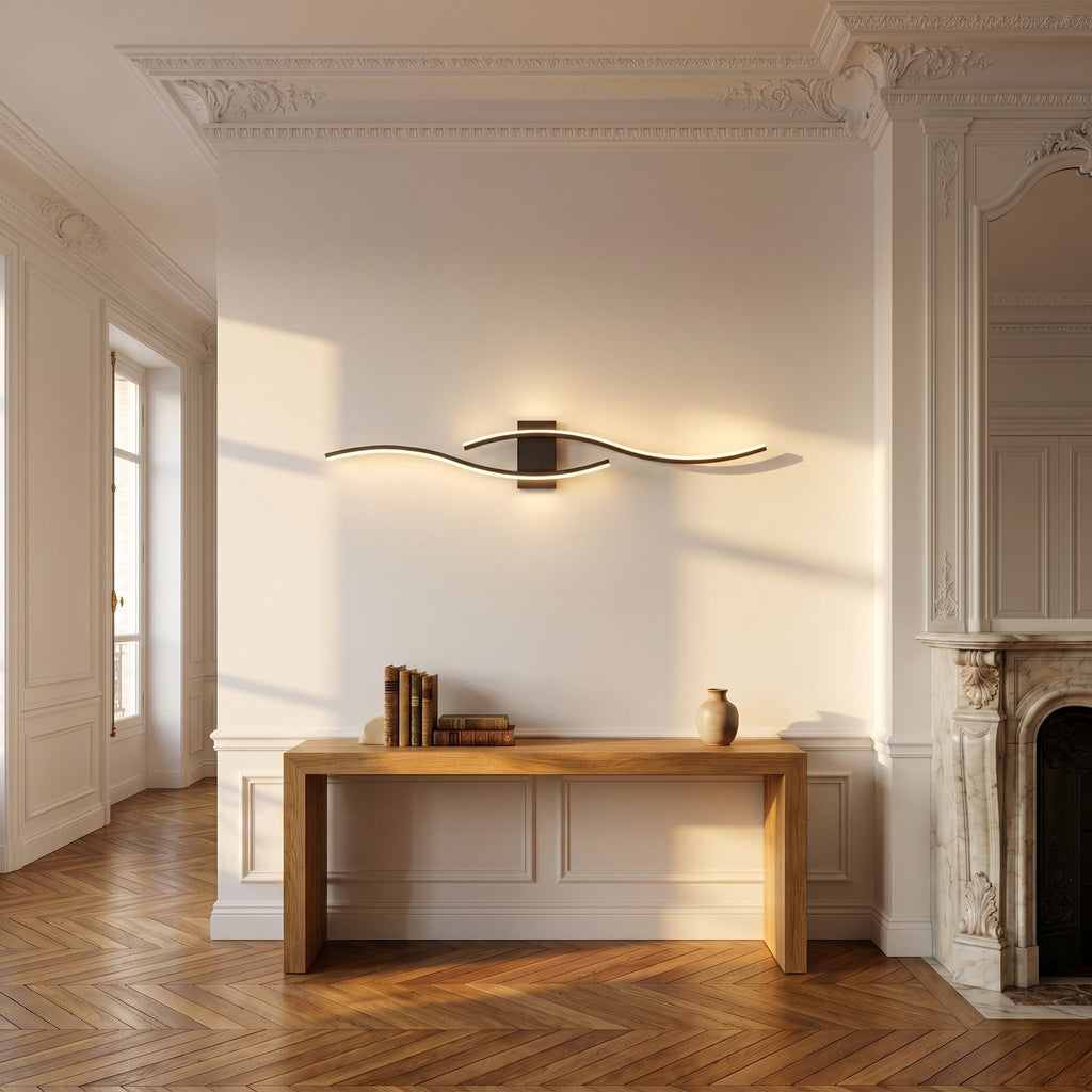 Long LED Wall Light with Remote Dimmer - Aluminium - product photo