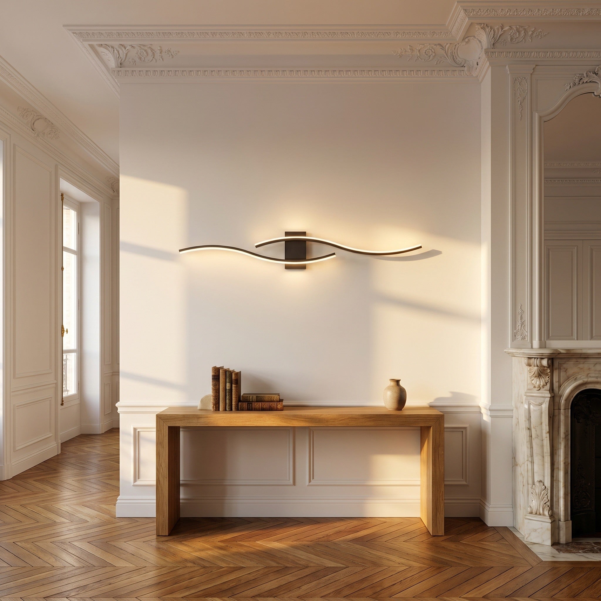 Long LED Wall Light with Remote Dimmer - Aluminium - product photo