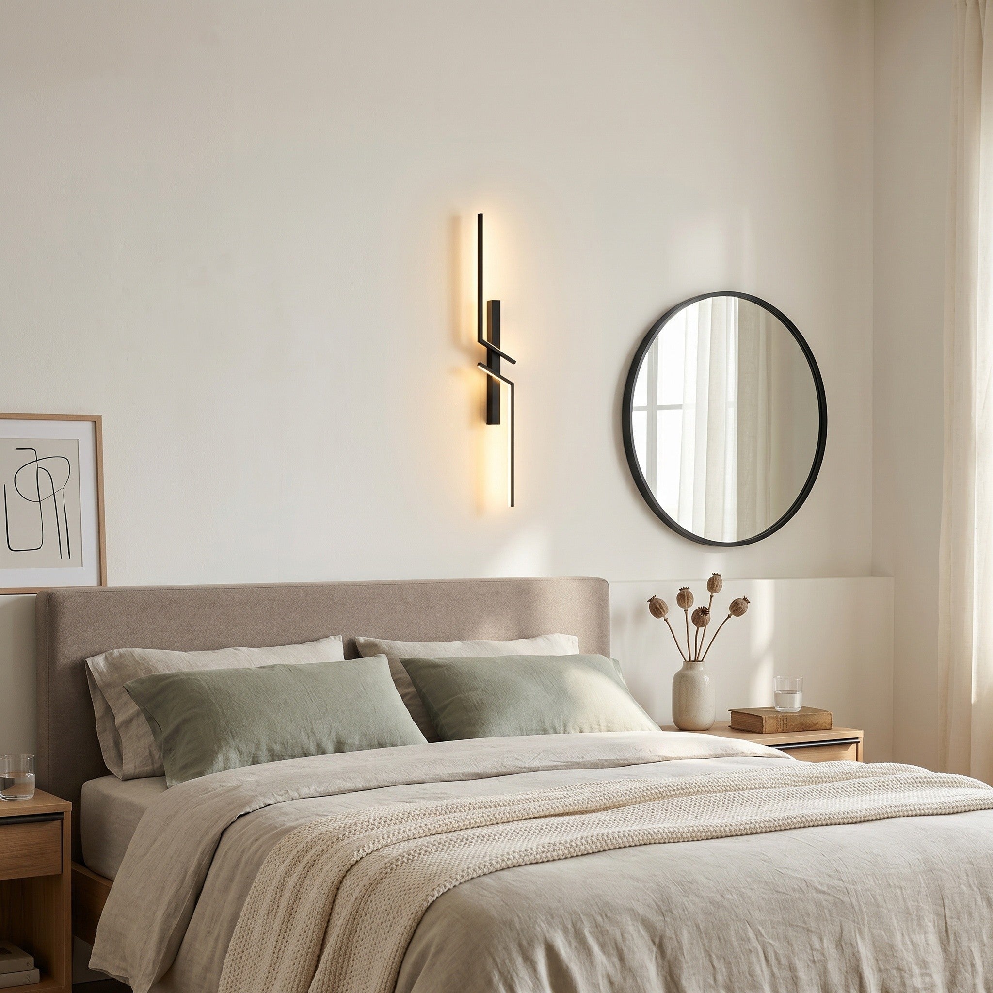 Long LED Wall Light with Remote Dimmer - Aluminium - product photo