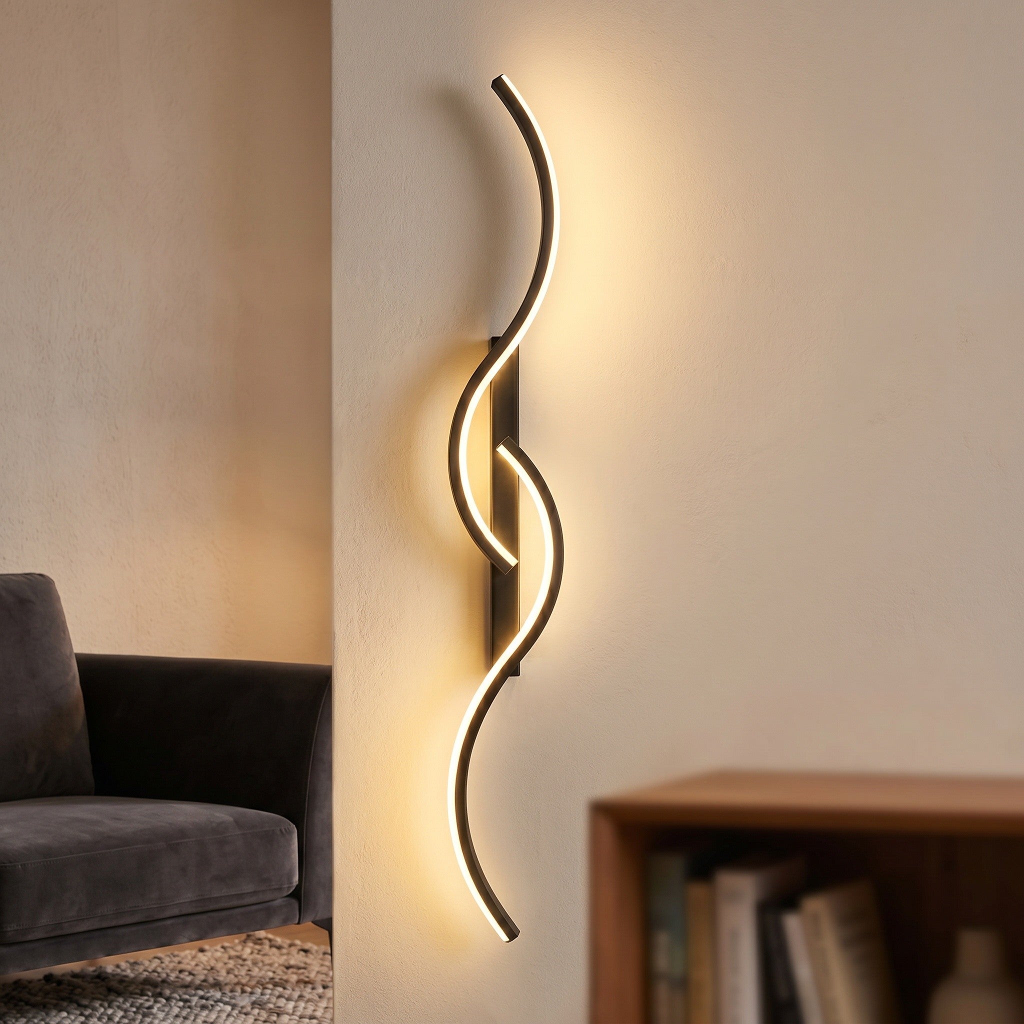 Long LED Wall Light with Remote Dimmer - Aluminium - product photo