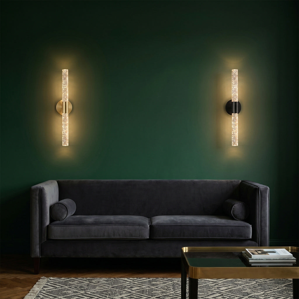Crystal Stem LED Wall Light - Blown Glass & Metal - product photo