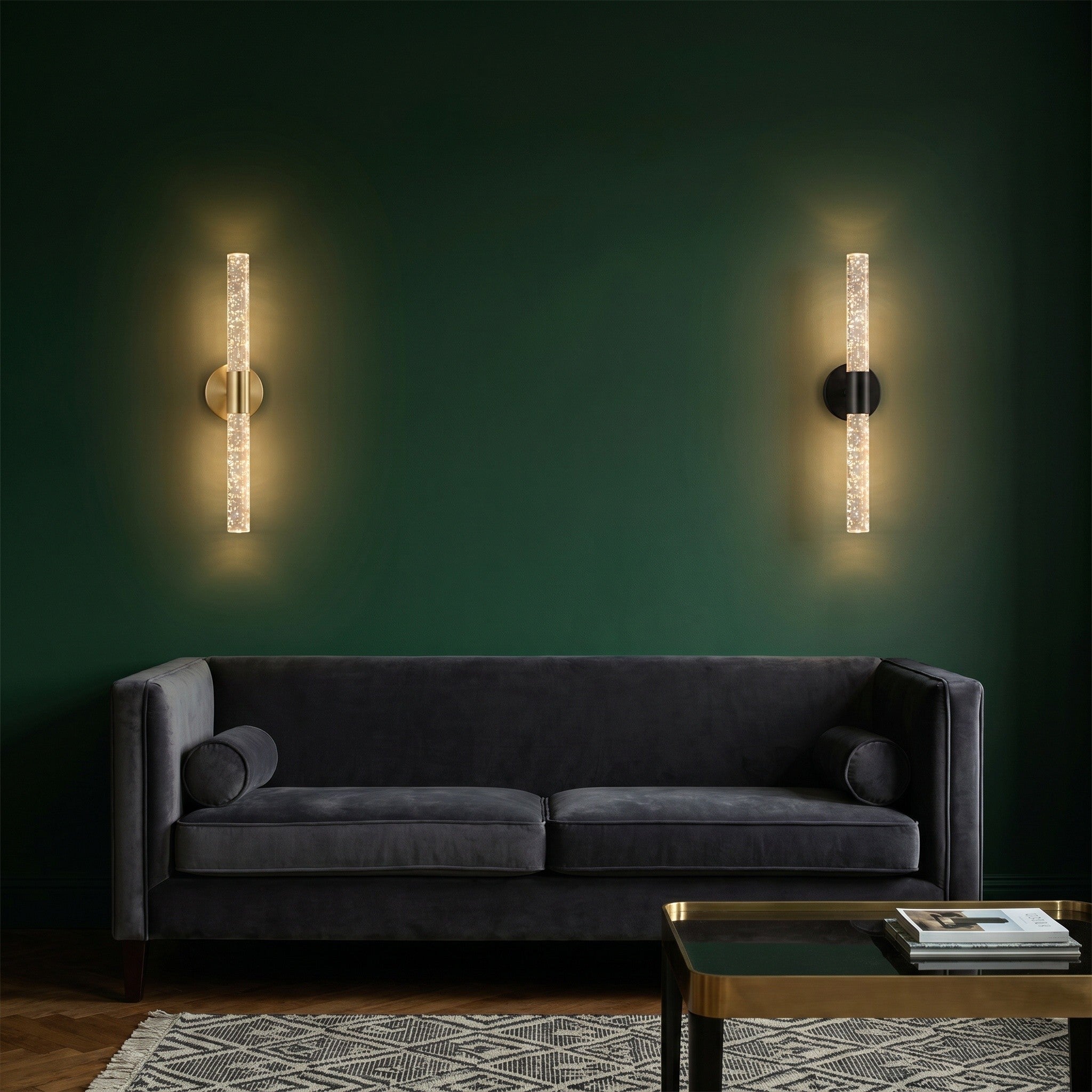 Crystal Stem LED Wall Light - Blown Glass & Metal - product photo