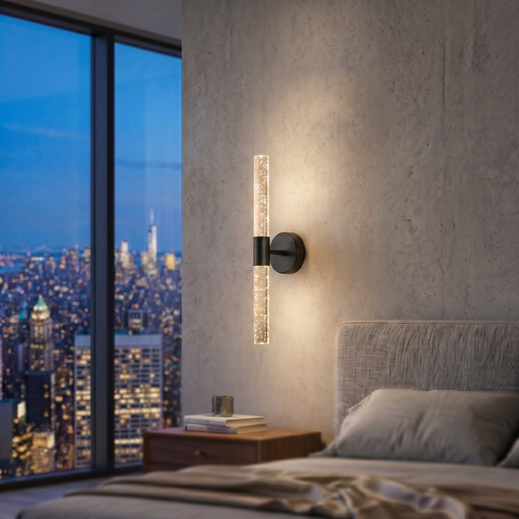 Crystal Stem LED Wall Light - Blown Glass & Metal - product photo
