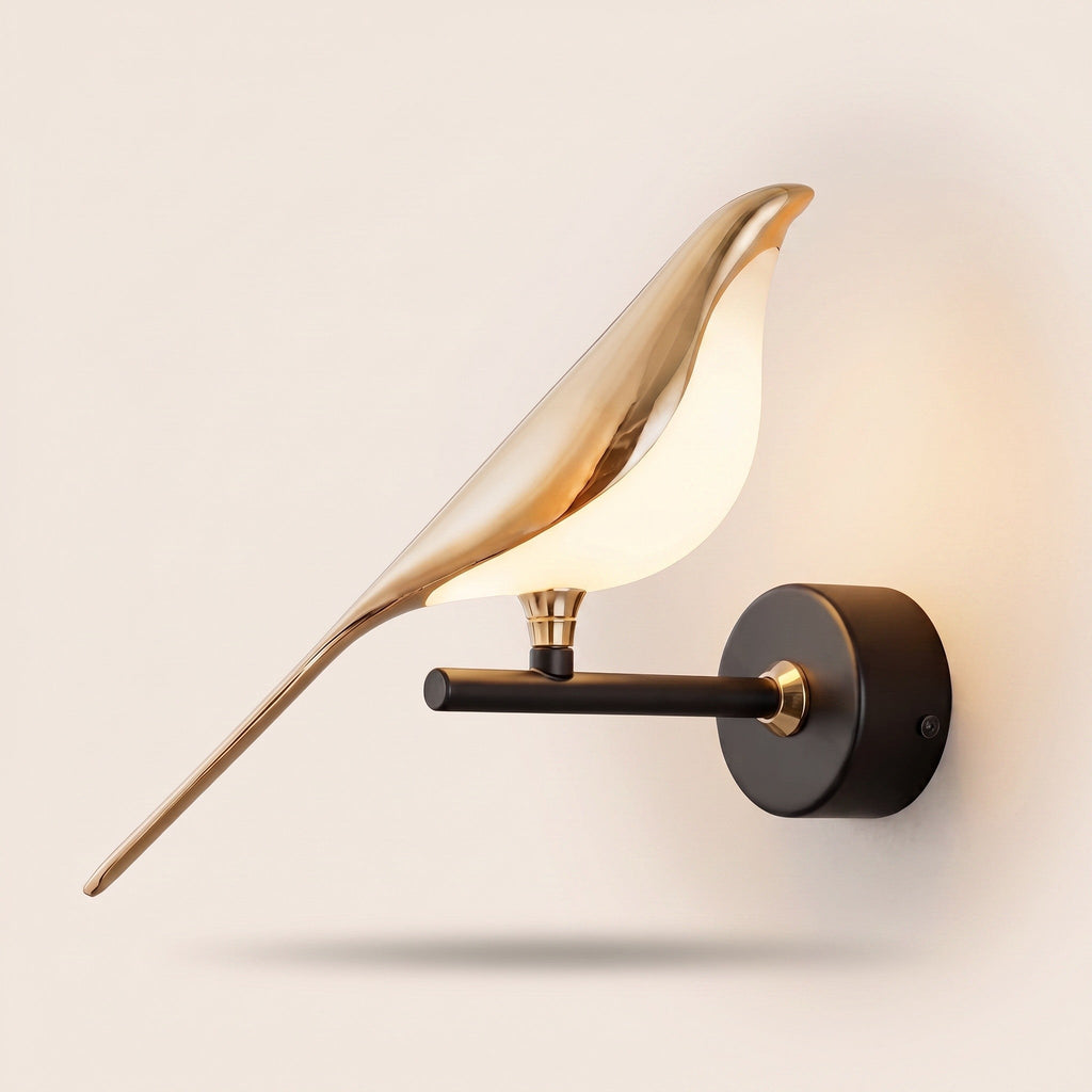 Gold Bird Metal Wall Light - LED Indoor Sconce - product photo