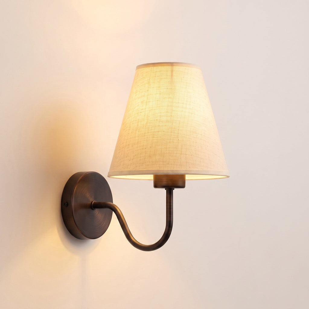 Retro Fabric Wall Light - Metal & Fabric Shade - product photo