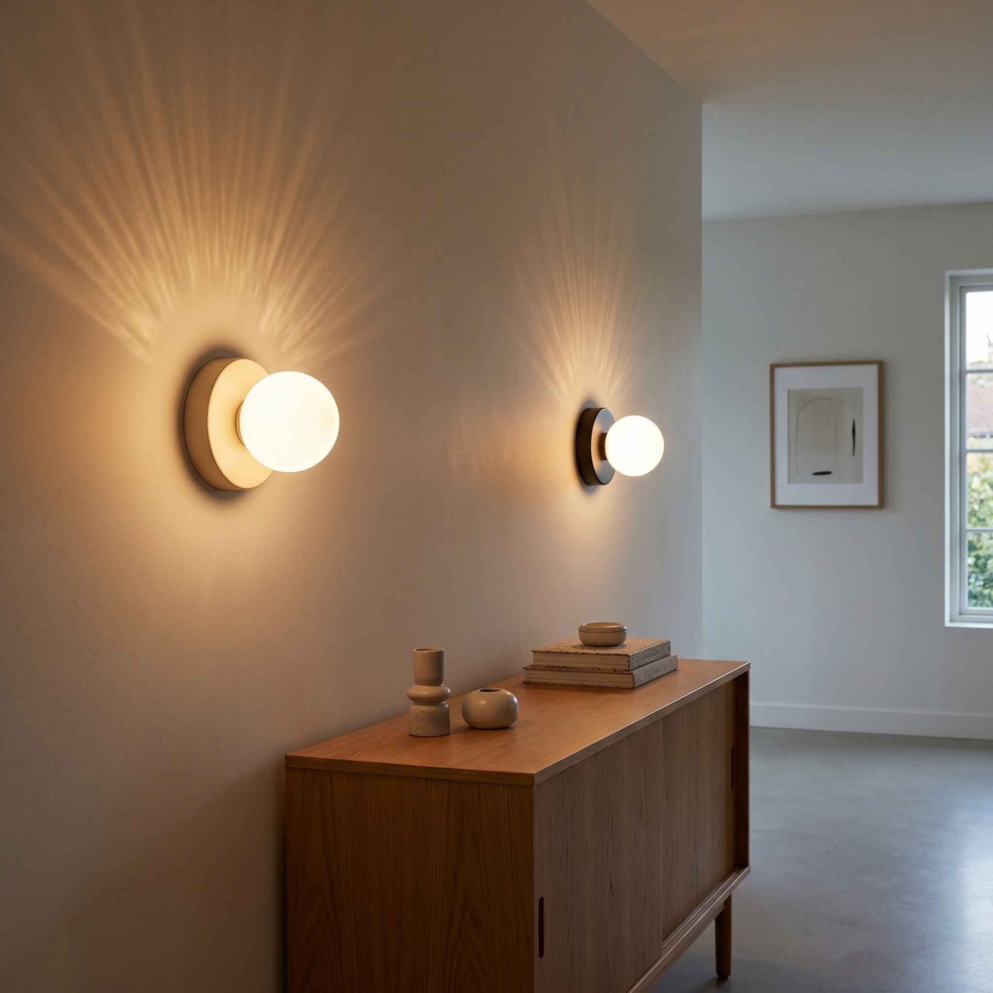 Mini Opal Glass Wall Light - Modern Metal Rosette - product photo