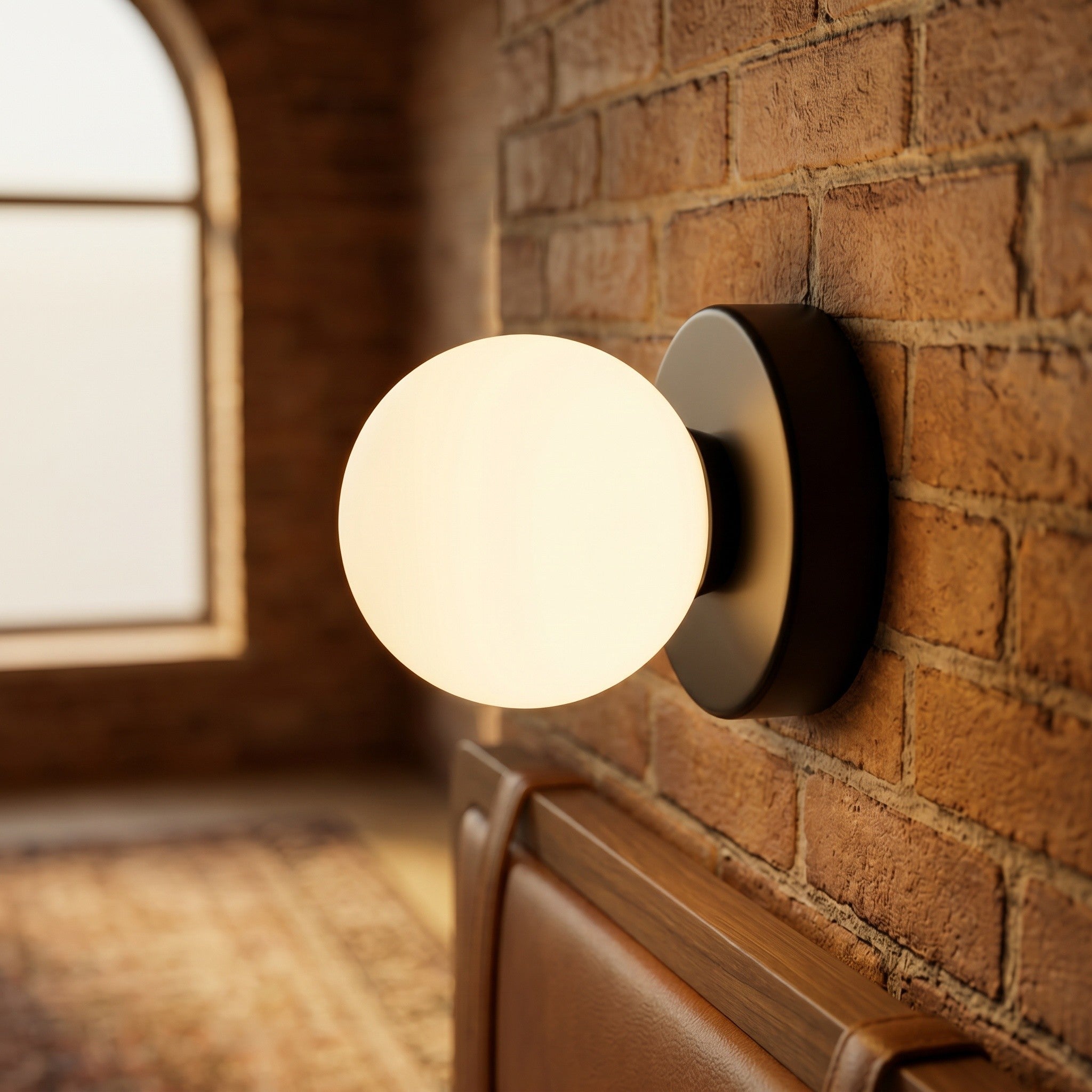 Mini Opal Glass Wall Light - Modern Metal Rosette - product photo
