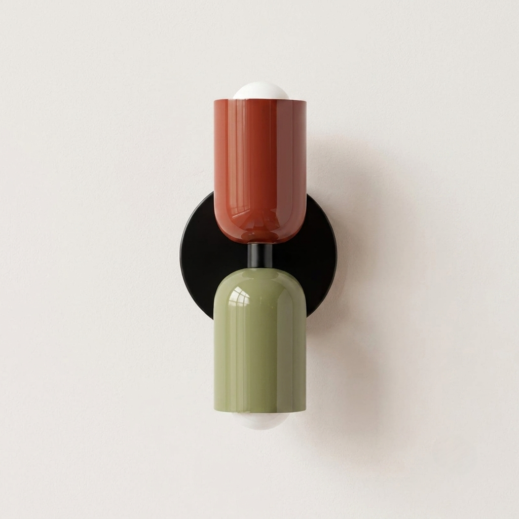 Multicolour Metal Disc Wall Light - LED Kids Room - Black/Green/Red