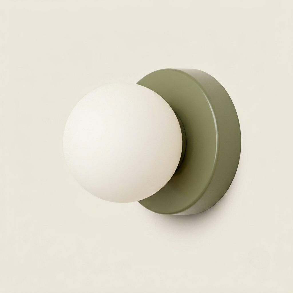 Mini Opal Glass Wall Light - Modern Metal Rosette - Green